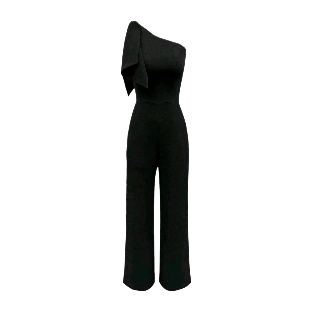 Dress the Population Tiffany One-Shoulder Stretch Jumpsuit Black Sz M NEW! $248
